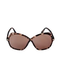 Овальные солнцезащитные очки 64MM Tom Ford, цвет Havana