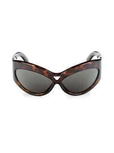 Солнцезащитные очки «кошачий глаз» 67MM Saint Laurent, цвет Havana