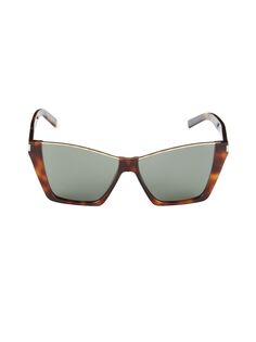 Солнцезащитные очки «кошачий глаз» 58MM Saint Laurent, цвет Havana Brown