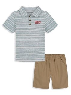 Комплект из двух предметов: футболка-поло и шорты для маленького мальчика Lucky Brand, синий