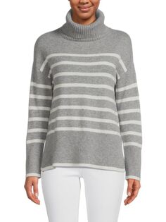 Полосатый свитер из 100% кашемира Saks Fifth Avenue, цвет Storm Heather