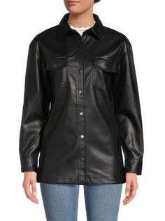 Веганская кожаная куртка-рубашка Joe&apos;S Jeans, черный