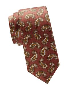 Шелковый галстук с пейсли Brioni, коричневый