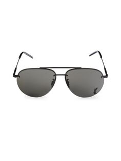 Солнцезащитные очки-авиаторы 63MM Saint Laurent, черный