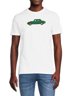 Футболка Pixel Car с круглым вырезом и рисунком French Connection, цвет Linen White