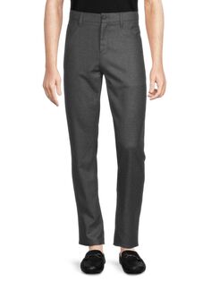 Узкие шерстяные классические брюки из фланели Isaia, цвет Medium Grey