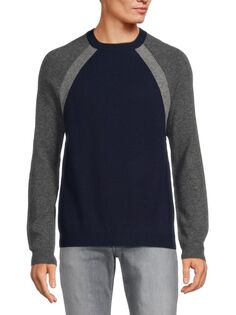 Свитер из мериносовой шерсти и кашемира с цветными блоками Autumn Cashmere, цвет Navy Coin