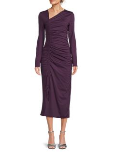 Асимметричное платье-миди со сборками Rachel Parcell, фиолетовый