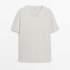 Футболка Massimo Dutti Short Sleeve Cotton Studio, светло-бежевый