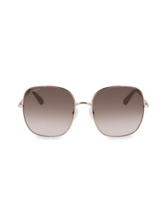 Квадратные солнцезащитные очки 59MM Ferragamo, коричневый