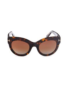 Овальные солнцезащитные очки 51MM Tom Ford, коричневый