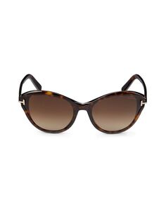 Солнцезащитные очки «кошачий глаз» 62 мм Tom Ford, цвет Dark Havana