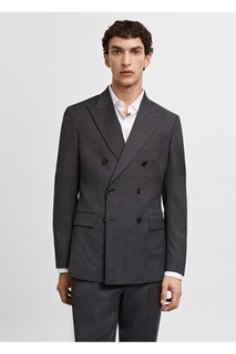 Двубортный пиджак приталенного кроя Mango, серый