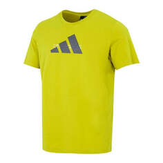 Футболка Men&apos;s adidas Alphabet Logo Printing Round Neck Short Sleeve Yellow T-Shirt, желтый
