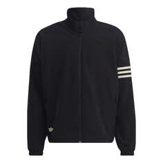 Куртка Men&apos;s adidas originals Logo Printing Pattern Stripe Stand Collar Zipper Jacket Black, черный