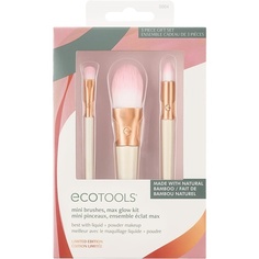 Набор кистей для макияжа Mini Max Glow ограниченной серии для пудры, жидкостей и кремов — подарочный набор из 3 предметов, Ecotools