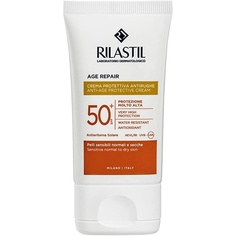 Age Repair Viso Солнцезащитный крем против старения, эластичный и антиоксидантный SPF 50+ для чувствительных волос, 40 мл, Rilastil