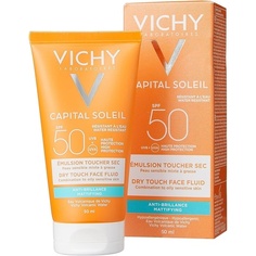 Capital Soleil Матирующий солнцезащитный крем для лица Dry Touch Spf 50 50 мл, Vichy