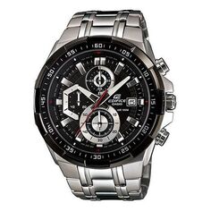 Часы CASIO EDIFICE Waterproof Stainless Steel Strap Mens Black Analog, черный