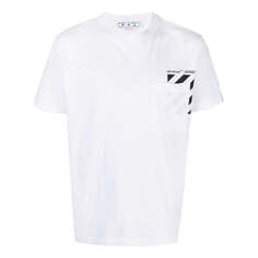 Футболка Men&apos;s OFF-WHITE Chest Stripe Pocket Round Neck Short Sleeve White T-Shirt, белый