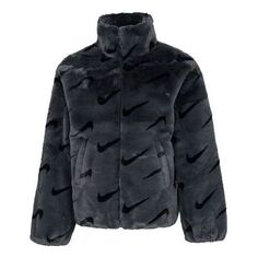 Куртка (WMNS) Nike Printed Faux Fur Jacket Asia Sizing &apos;Dark Smoke Grey&apos;, серый