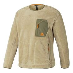 Куртка Men&apos;s adidas Round Neck Casual Sports Fleece Jacket Prairie Brown, коричневый