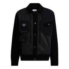 Куртка adidas originals x melting sadness Crossover Series logo Casual Splicing Sports Jacket Black, черный