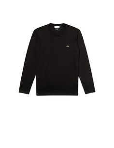 Базовый хлопковый свитер с круглым вырезом Lacoste, цвет Nero