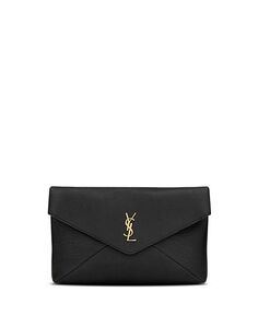 Большой клатч-конверт Cassandre из кожи ягненка Saint Laurent, цвет Black