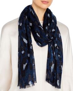 Шерстяной шарф с леопардовым принтом Bloomingdale&apos;s, цвет Blue Bloomingdale's