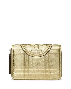 Кошелек Fleming Soft Metalic Square Quilt Bi Fold Tory Burch, цвет Gold