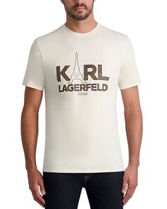 Хлопковая футболка с графическим логотипом Eiffel Tower Karl KARL LAGERFELD PARIS, цвет Ivory/Cream