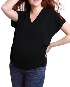 Свободная футболка с короткими рукавами и V-образным вырезом для беременных Ingrid &amp; Isabel, цвет Black