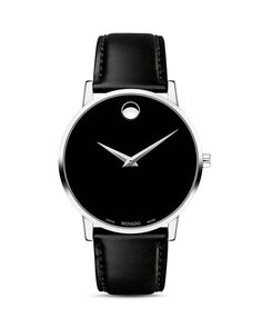 Часы Museum Classic с черным кожаным ремешком, 40 мм Movado, цвет Black