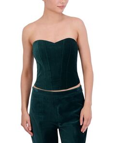 Бархатный топ-бюстье без бретелек BCBGMAXAZRIA, цвет Green