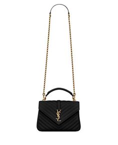 Маленькая сумка College из стеганой кожи Saint Laurent, цвет Black