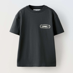 Футболка Zara Logo Print, темно-серый
