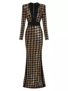Платье Down In Flames с узором «гусиные лапки» и эффектом металлик Zhivago, цвет black gold