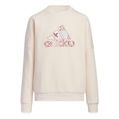 Толстовка (GS) adidas Logo Pattern Printing Round Neck Long Sleeves Boy Girls Beige, бежевый