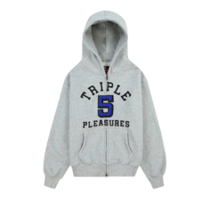 Худи Pleasures x Triple 5 Soul 555 Applique Zip Up &apos;Heather Grey&apos;, серый