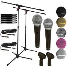 Динамический микрофон Samson Handheld Dynamic Karaoke Microphone Vocal DJ PA Mic w Stand &amp; Cables 2 Pack