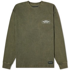 Футболка Neighborhood Long Sleeve Pigment Dyed, цвет Olive Drab