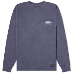 Футболка Neighborhood Long Sleeve Pigment Dyed, темно-синий