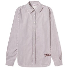 Рубашка Maison Kitsune Handwriting Logo Classic Stripe, цвет White &amp; Red