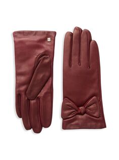 Кожаные перчатки с бантом на кашемировой подкладке Bruno Magli, цвет Color