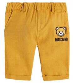 Брюки teddy bear из хлопка и льна Moschino, желтый