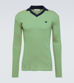 Рубашка-поло sonic в полоску из смесового хлопка Wales Bonner, зеленый