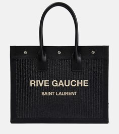 Маленькая холщовая сумка-тоут rive gauche Saint Laurent, бежевый