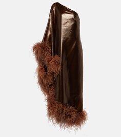 Платье ubud fantasma с отделкой перьями Taller Marmo, коричневый