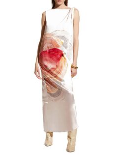 Шелковое платье макси с абстрактным узором Evie Careste, графит